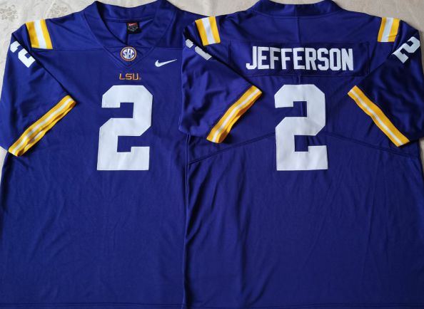 Men LSU Tigers #2 Jefferson Purple Nike 2025 NCAA Jersey->ncaa teams->NCAA Jersey